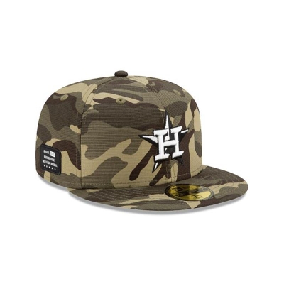 Green Houston Astros Hat - New Era MLB Armed Forces Weekend 59FIFTY Fitted Caps USA1320974